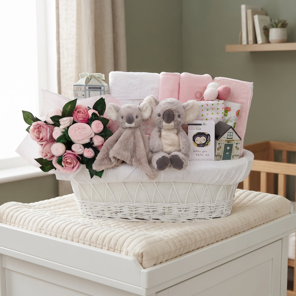 Personalised Kodi Koala Moses Basket Baby Hamper, Pink