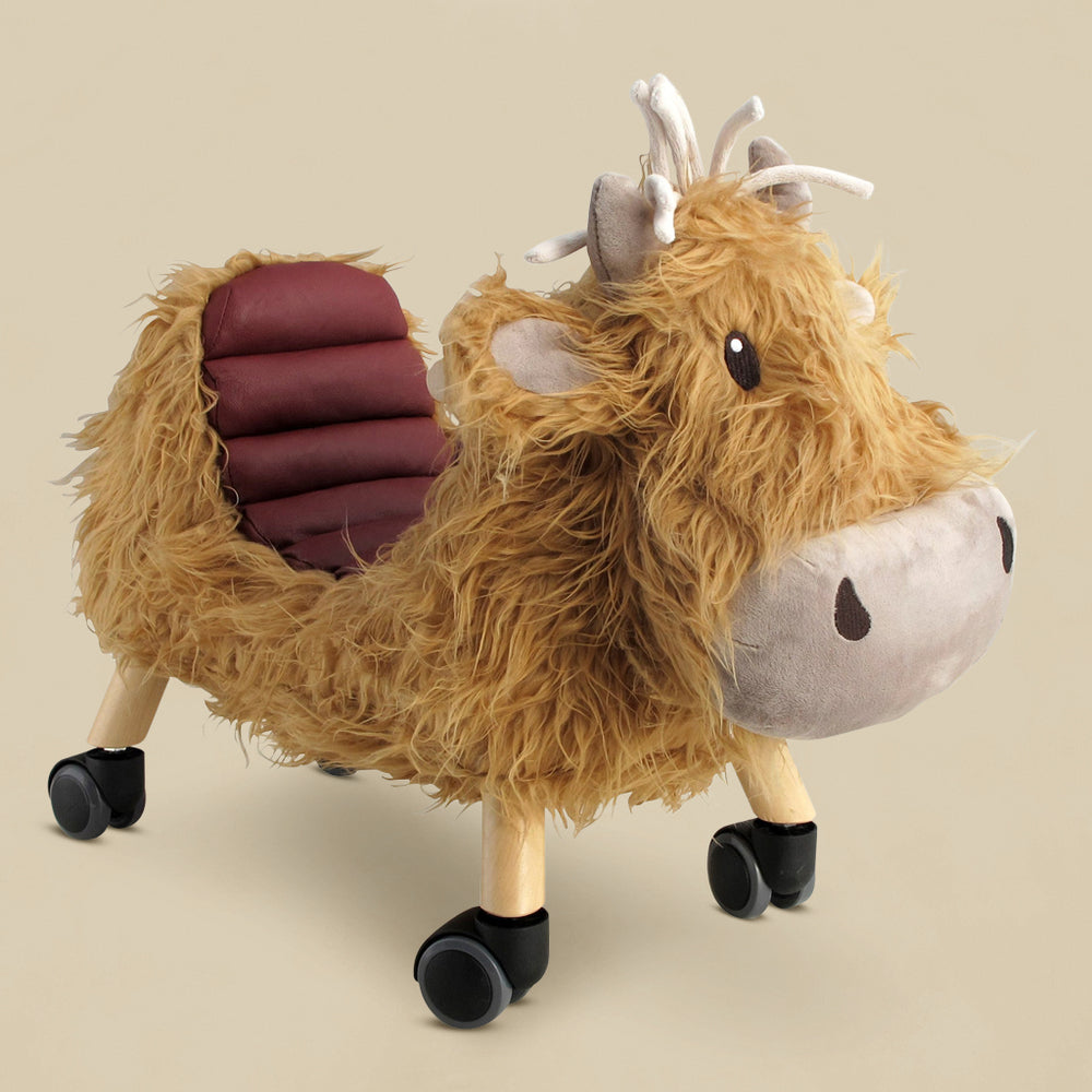 Little Bird Told Me Hubert Highland Cow Ride On Toy