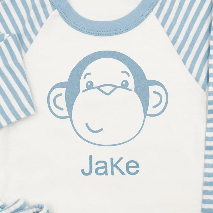 Morris Monkey Soft Toy With Personalised Baby Pyjamas, Blue