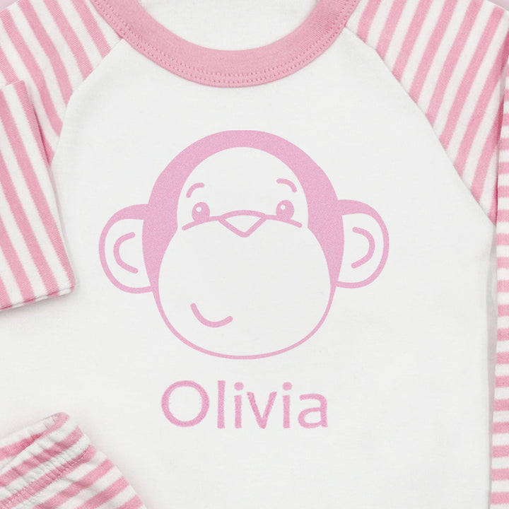 Morris Monkey Soft Toy With Personalised Baby Pyjamas, Pink
