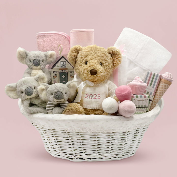 Personalised My First Year Koala New Baby Gift Hamper, Pink