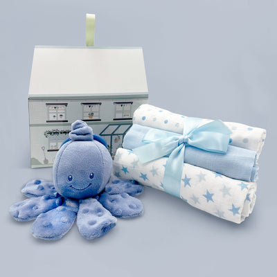 Nattou Vibrating Octopus New Baby Gift Set, Dark Blue