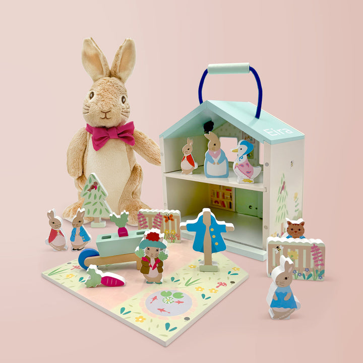 Personalised Peter Rabbit Play Set with Flopsy Bunny Soft Toy