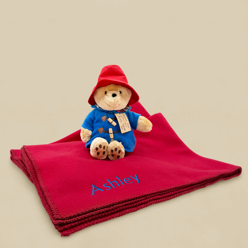 Cuddly Paddington Soft Toy with Personalised Fleece Blanket 