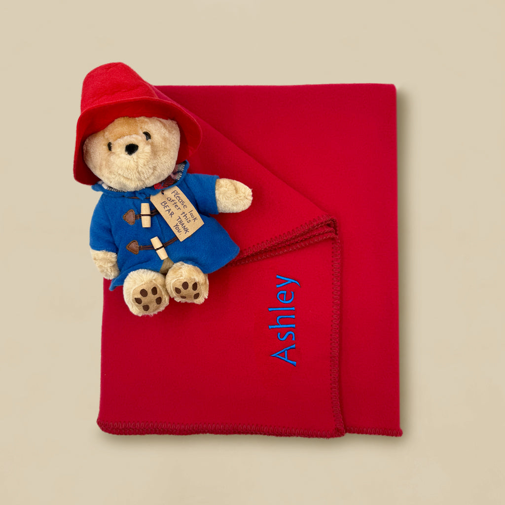 Cuddly Paddington Soft Toy with Personalised Fleece Blanket 