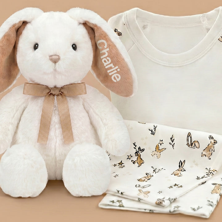 Personalised Little Beige Bunny with Baby Pyjamas