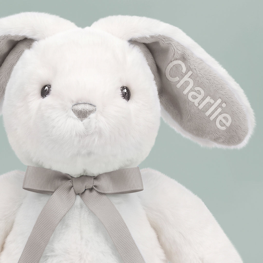Personalised Little Grey Bunny Soft Toy New Baby Gift 