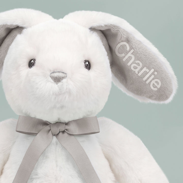 Personalised Little Grey Bunny Soft Toy New Baby Gift 