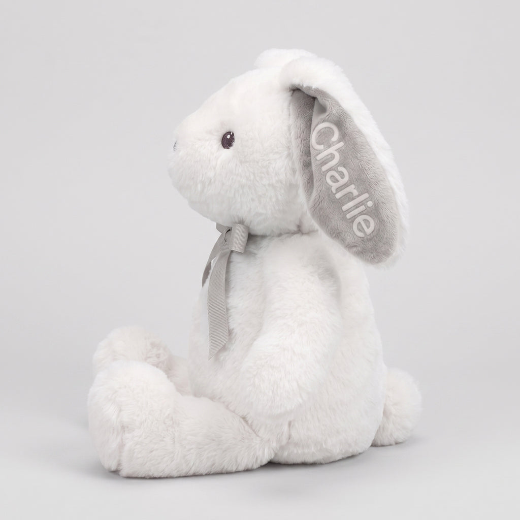 Personalised Little Grey Bunny Soft Toy New Baby Gift 