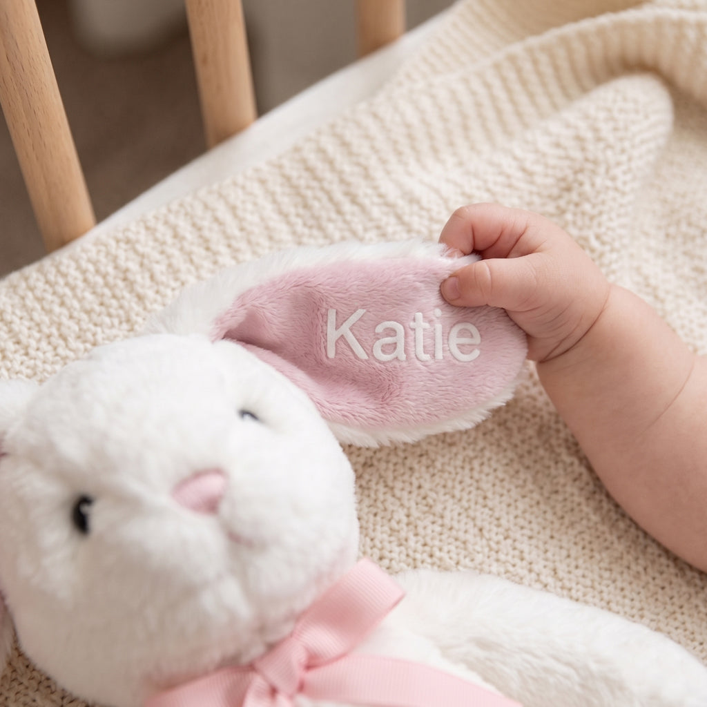 Personalised Little Pink Bunny Soft Toy New Baby Gift 