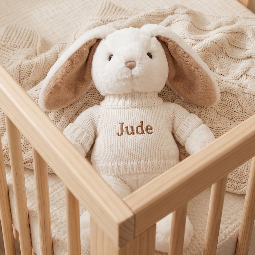 Babyblooms Personalised Little Beige Bunny with Jumper 