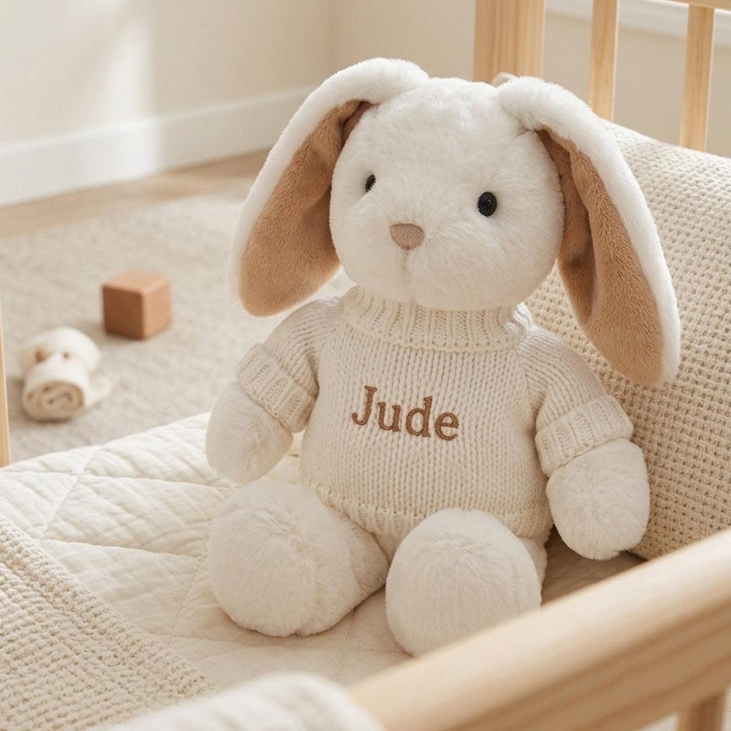 Babyblooms Personalised Little Beige Bunny with Jumper 