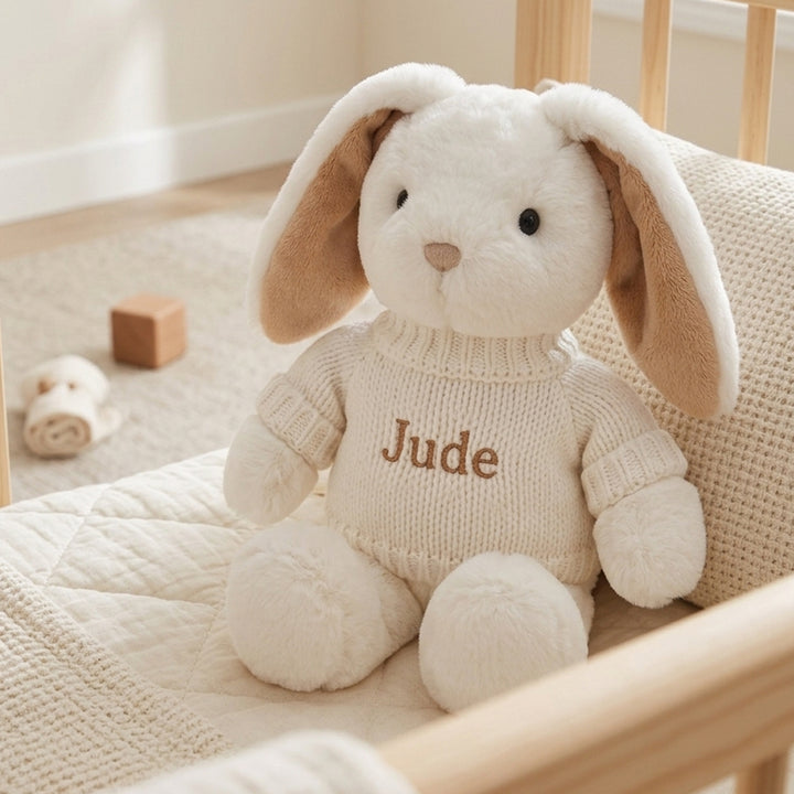 Babyblooms Personalised Little Beige Bunny with Jumper 