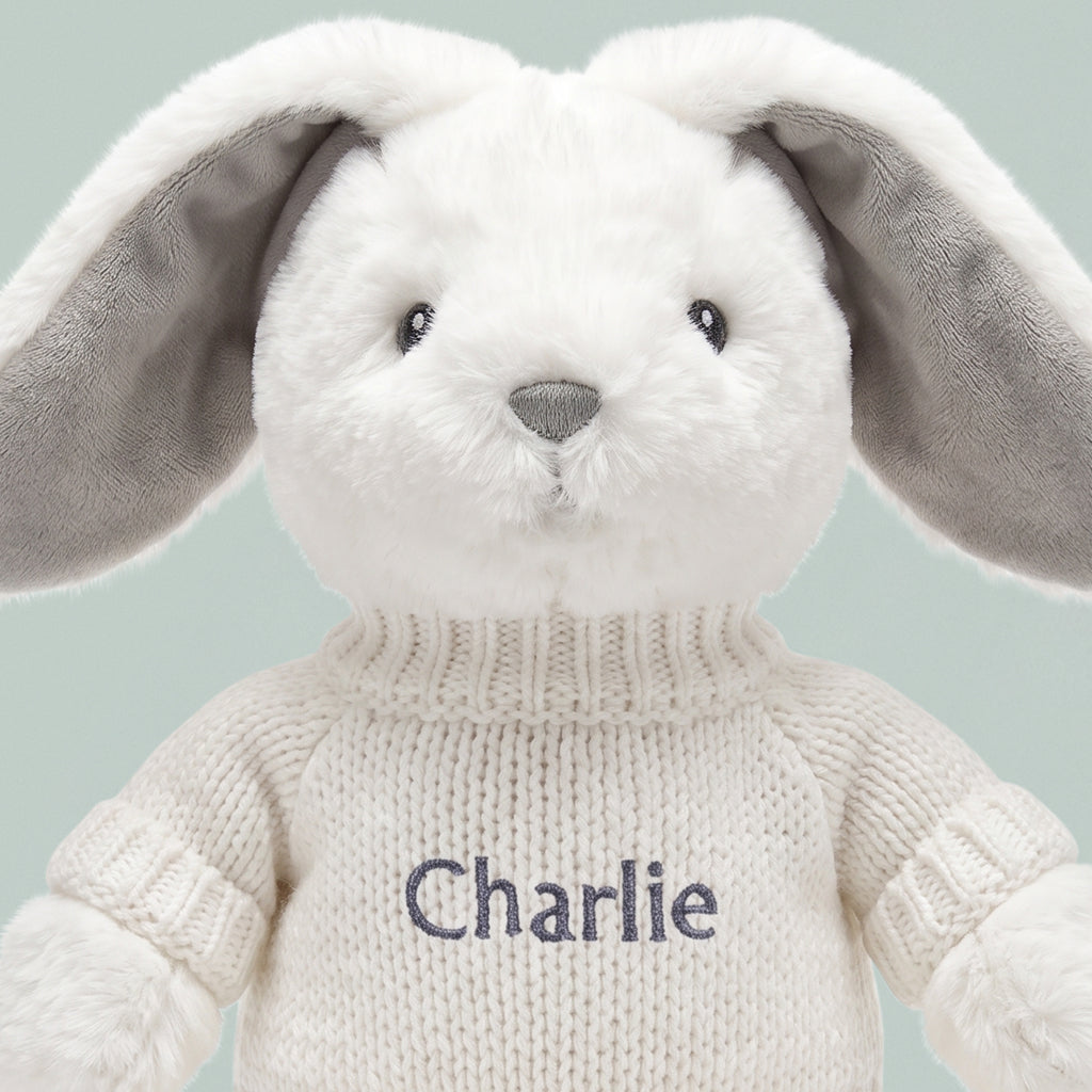 Babyblooms Personalised Little Grey Bunny with Jumper 