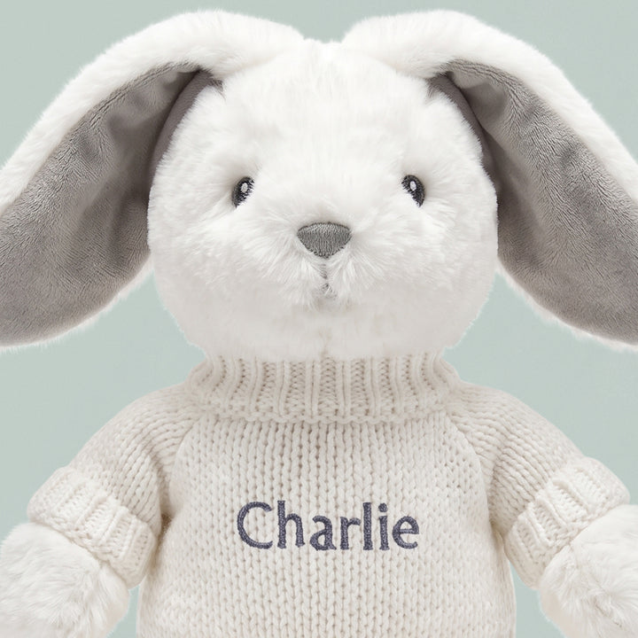 Babyblooms Personalised Little Grey Bunny with Jumper 