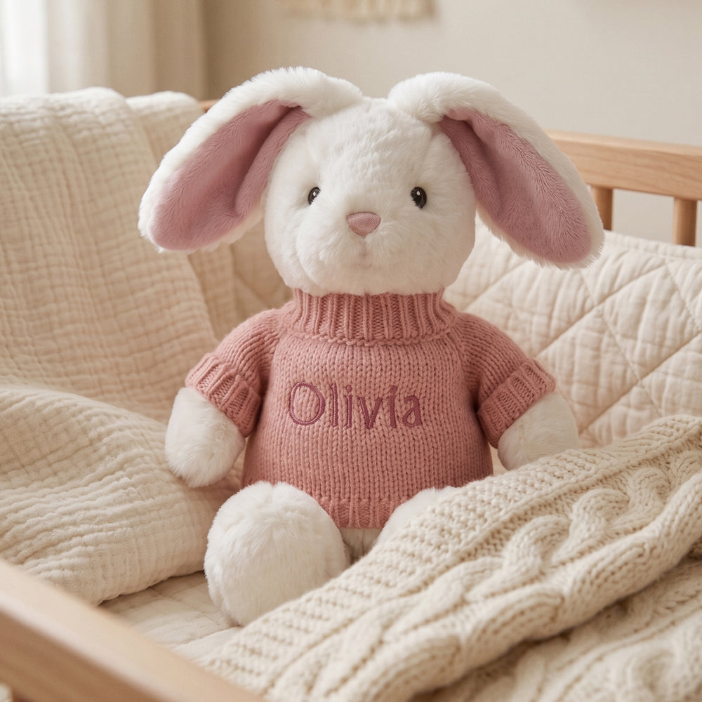 Babyblooms Personalised Little Pink Bunny with Jumper 