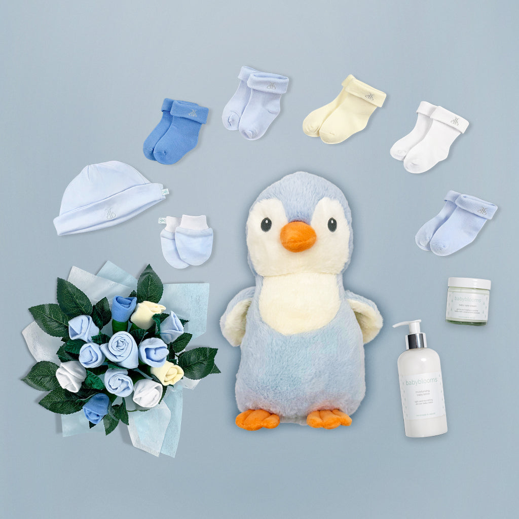 Penguin Soft Toy Welcome Baby Hamper Contents 