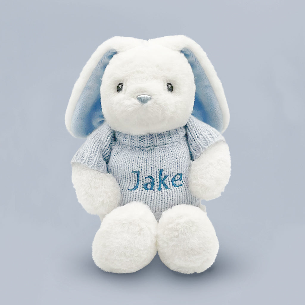 Personalised Little Blue Bunny with Trio of Little Love Muslins