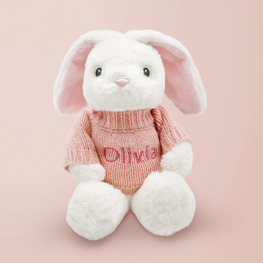 Personalised Little Pink Bunny with Trio of Little Love Muslins