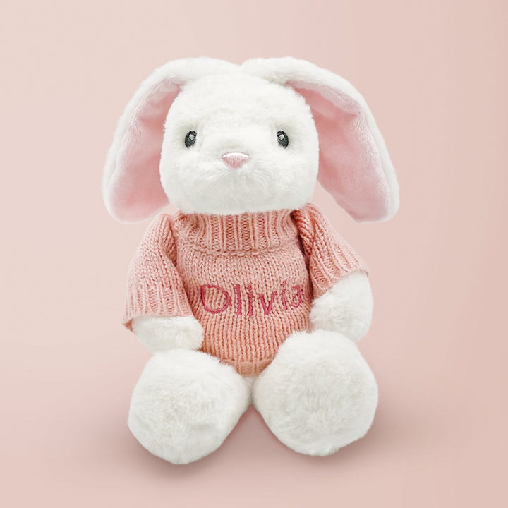 Personalised Little Pink Bunny with Trio of Little Love Muslins