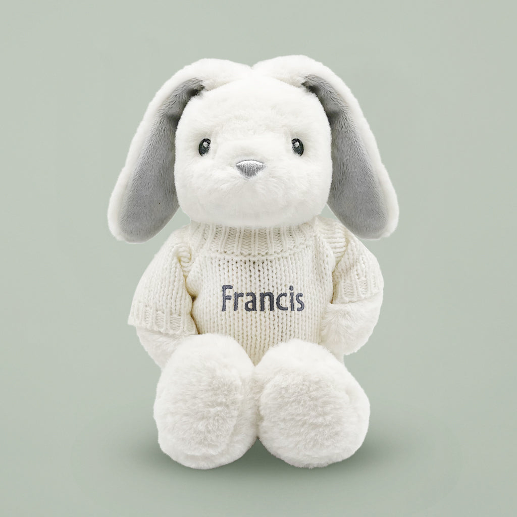 Personalised Little Grey Bunny with Trio of Little Love Muslins