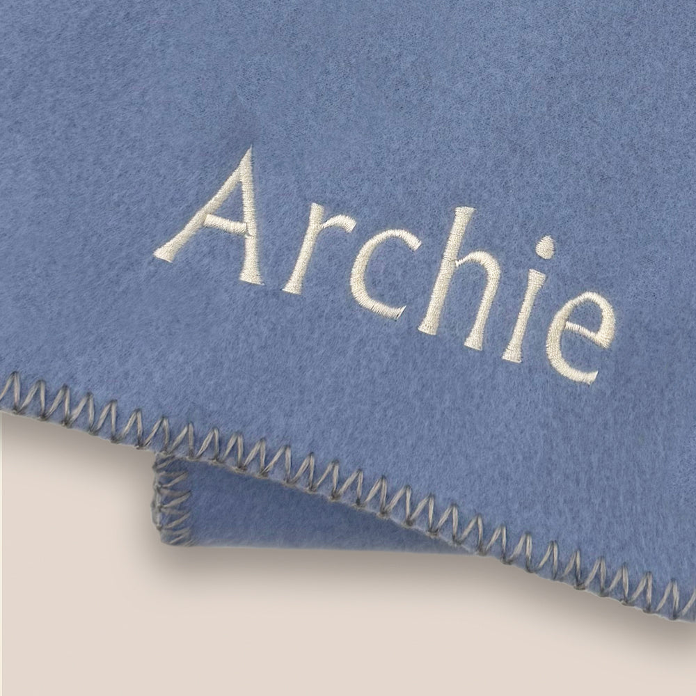 Personalised Fleece Blanket, China Blue 