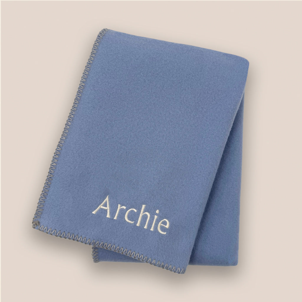Personalised Fleece Blanket, China Blue