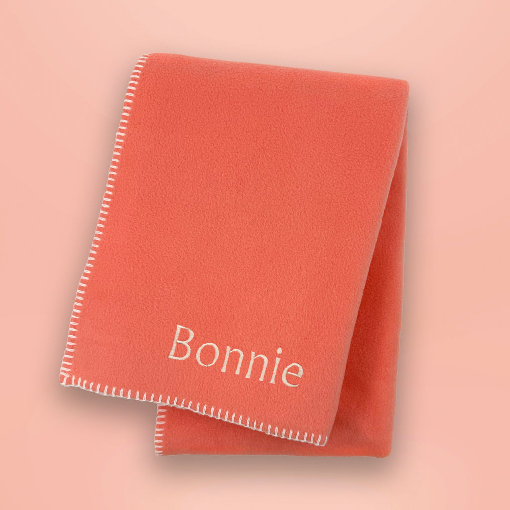Personalised Fleece Blanket, Flamingo Pink