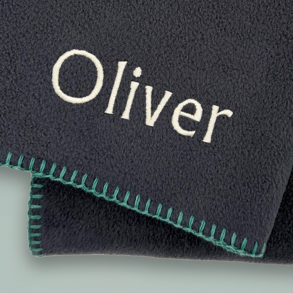 Personalised Fleece Blanket, Navy