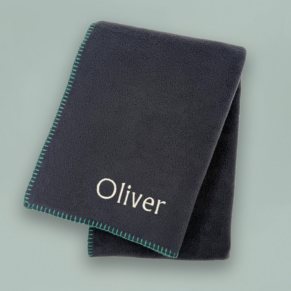 Personalised Fleece Blanket, Navy