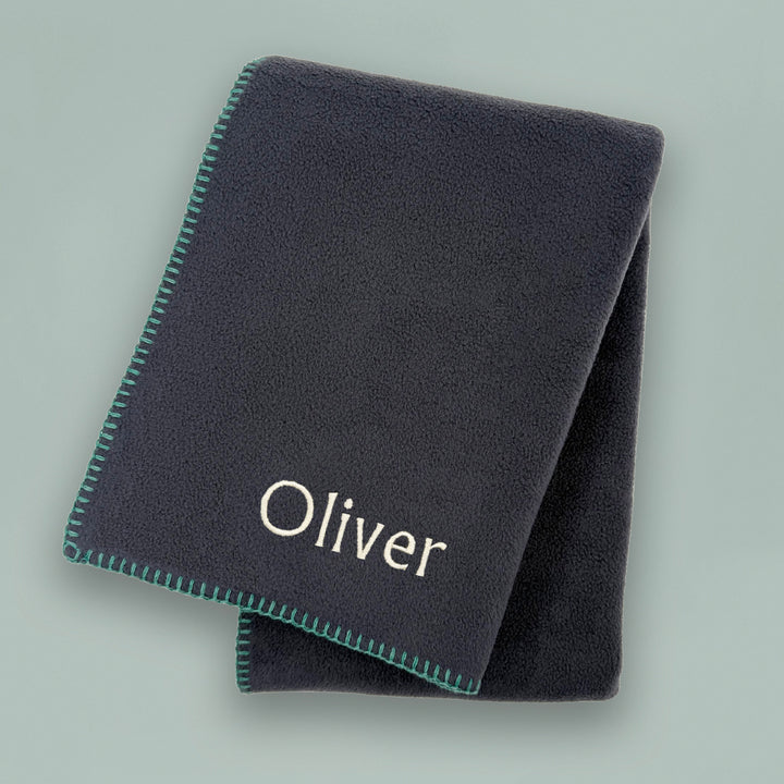 Personalised Fleece Blanket, Navy