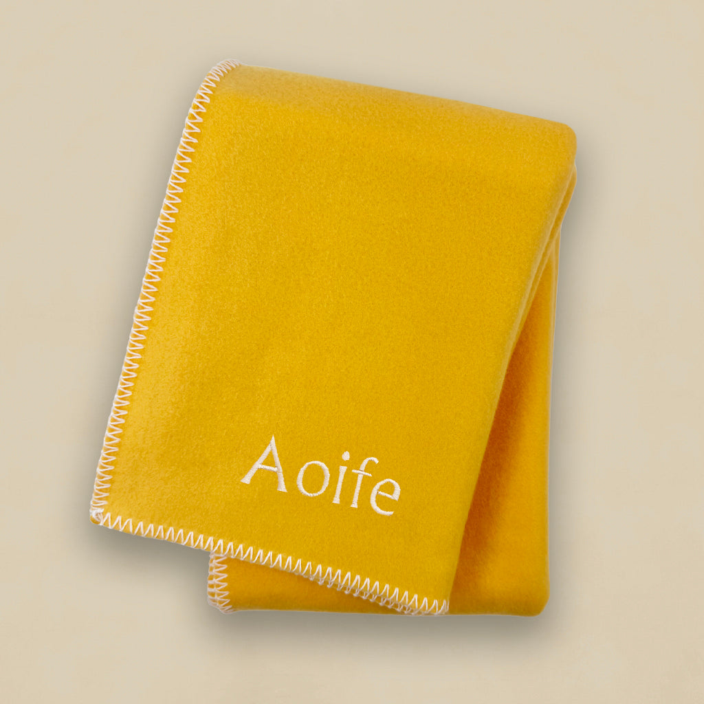 Custard-Yellow Kids Fleece Blanket Personalised with Child's Name