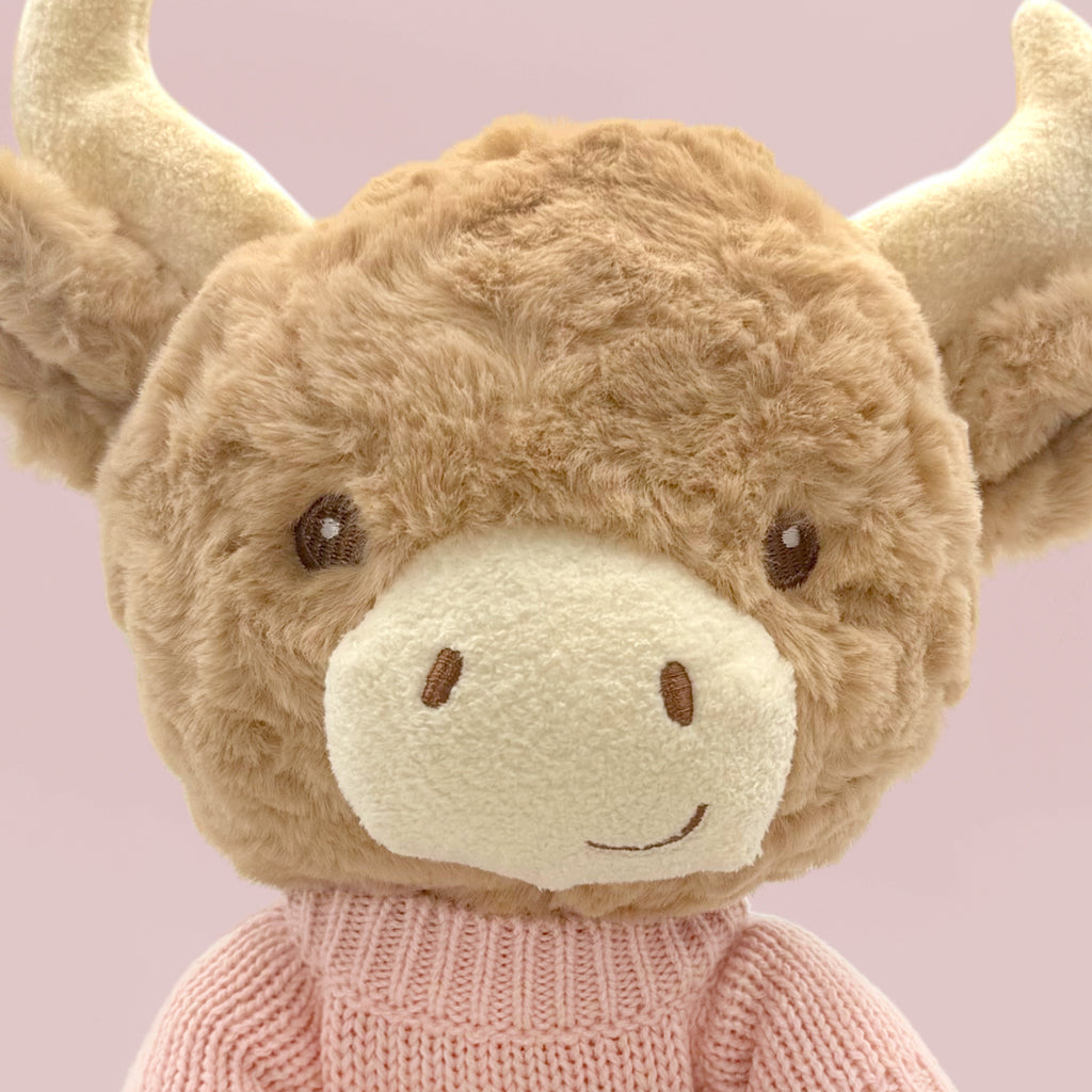 Personalised Highland Cow Soft Toy, Pink