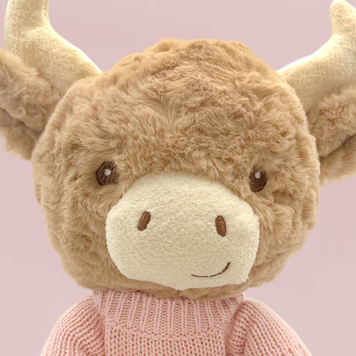 Personalised Highland Cow Soft Toy, Pink