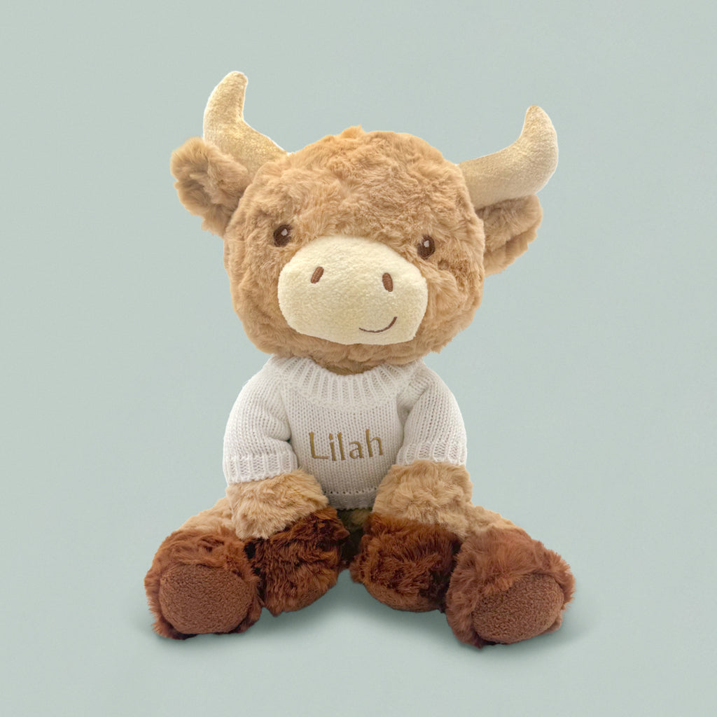 Personalised Highland Cow Soft Toy, White