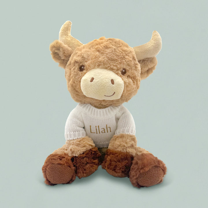 Personalised Highland Cow Soft Toy, White