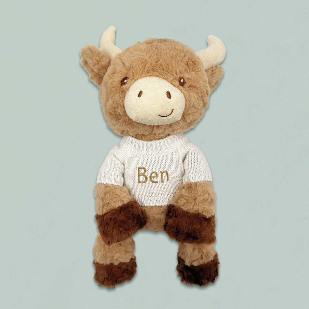 Personalised Harriet Highland Cow Soft Toy, White
