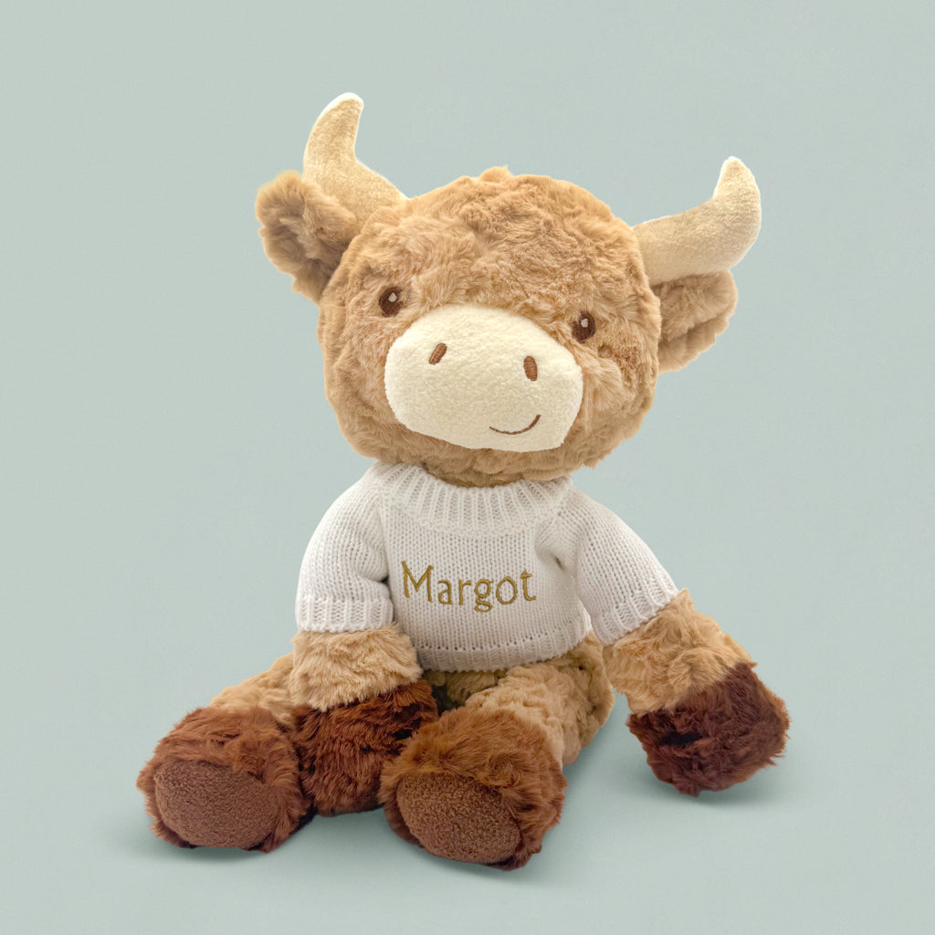Personalised Highland Cow Soft Toy, Neutral