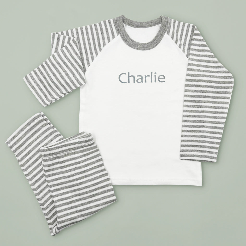 Personalised Esme Elephant Soft Toy With Pyjamas, Grey