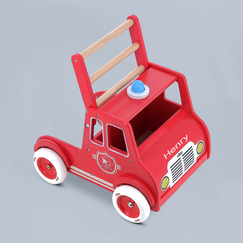 Vilac Personalised Wooden Fire Engine Baby Walker 