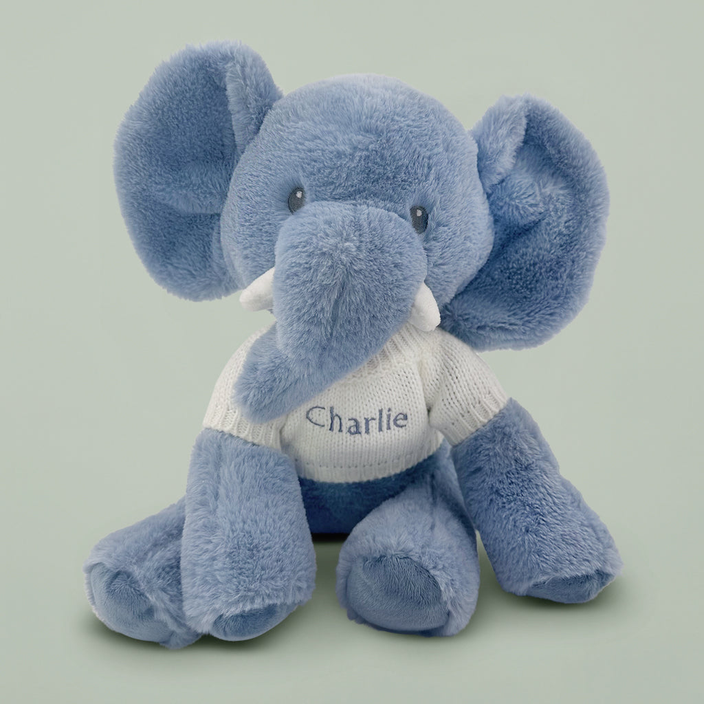 Personalised Esme Elephant Soft Toy With Pyjamas, Grey
