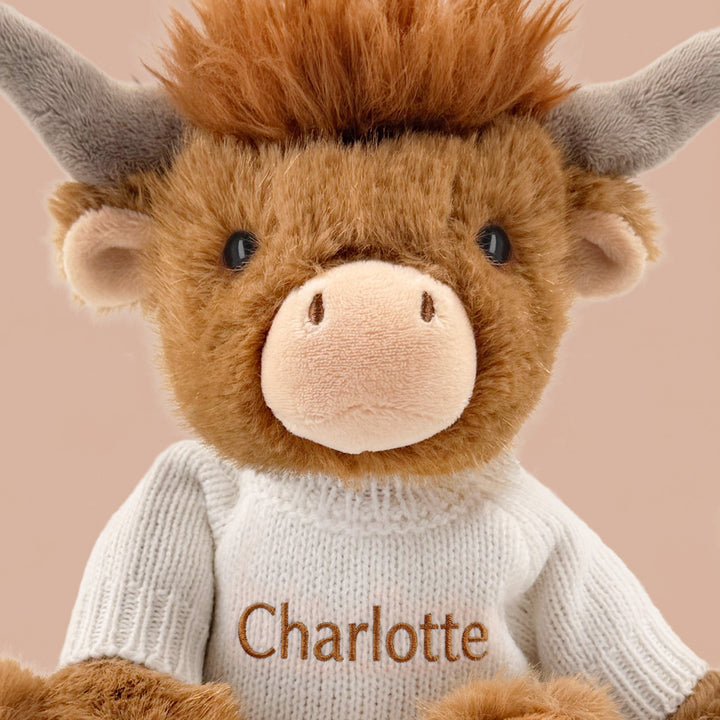 Personalised Hughie Highland Cow Soft Toy