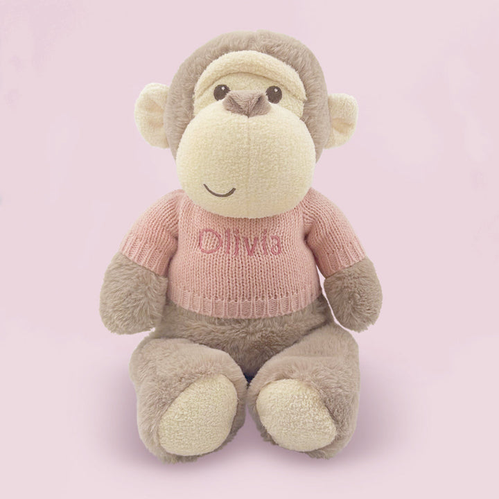 Argos Personalised Morris Monkey Soft Toy and Snuggle Wrap, Pink 8968089