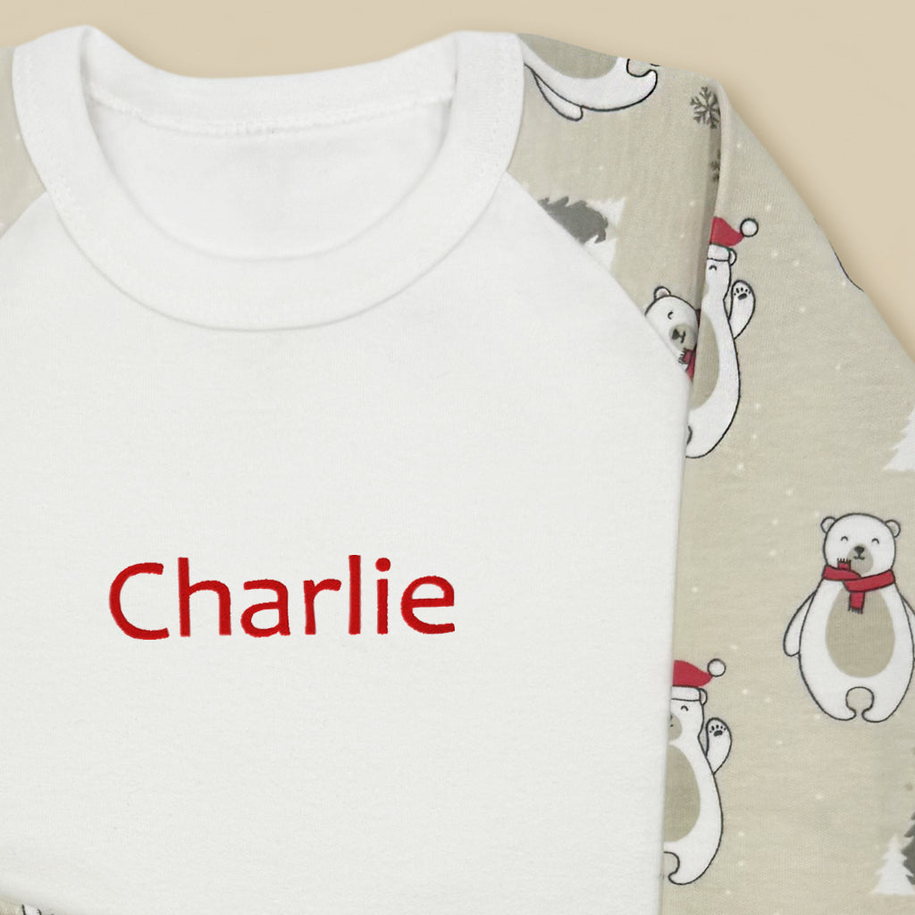 Personalised Polar Bear Baby Pyjamas 