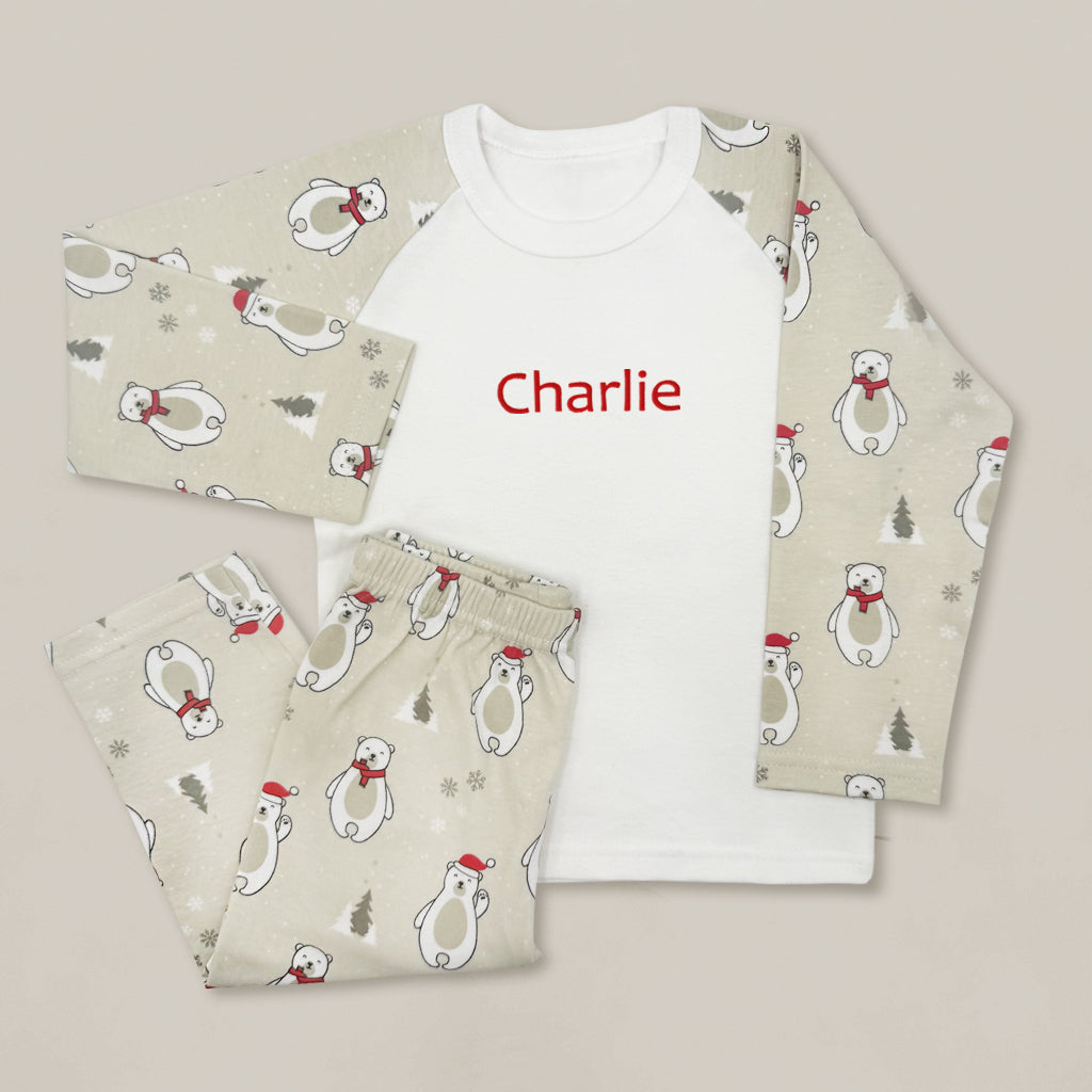 Personalised Polar Bear Baby Pyjamas