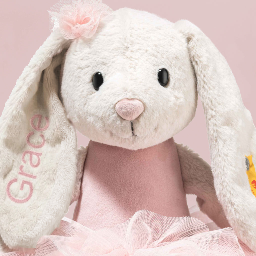 Personalised Steiff Hoppie Ballet Rabbit Soft Toy, Close Up