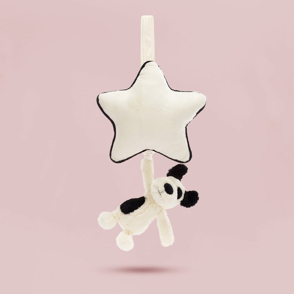 Jellycat Bashful Black and Cream Puppy Musical Pull