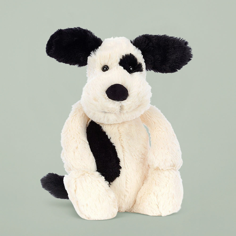 Jellycat Bashful Black and Cream Puppy Soft Toy