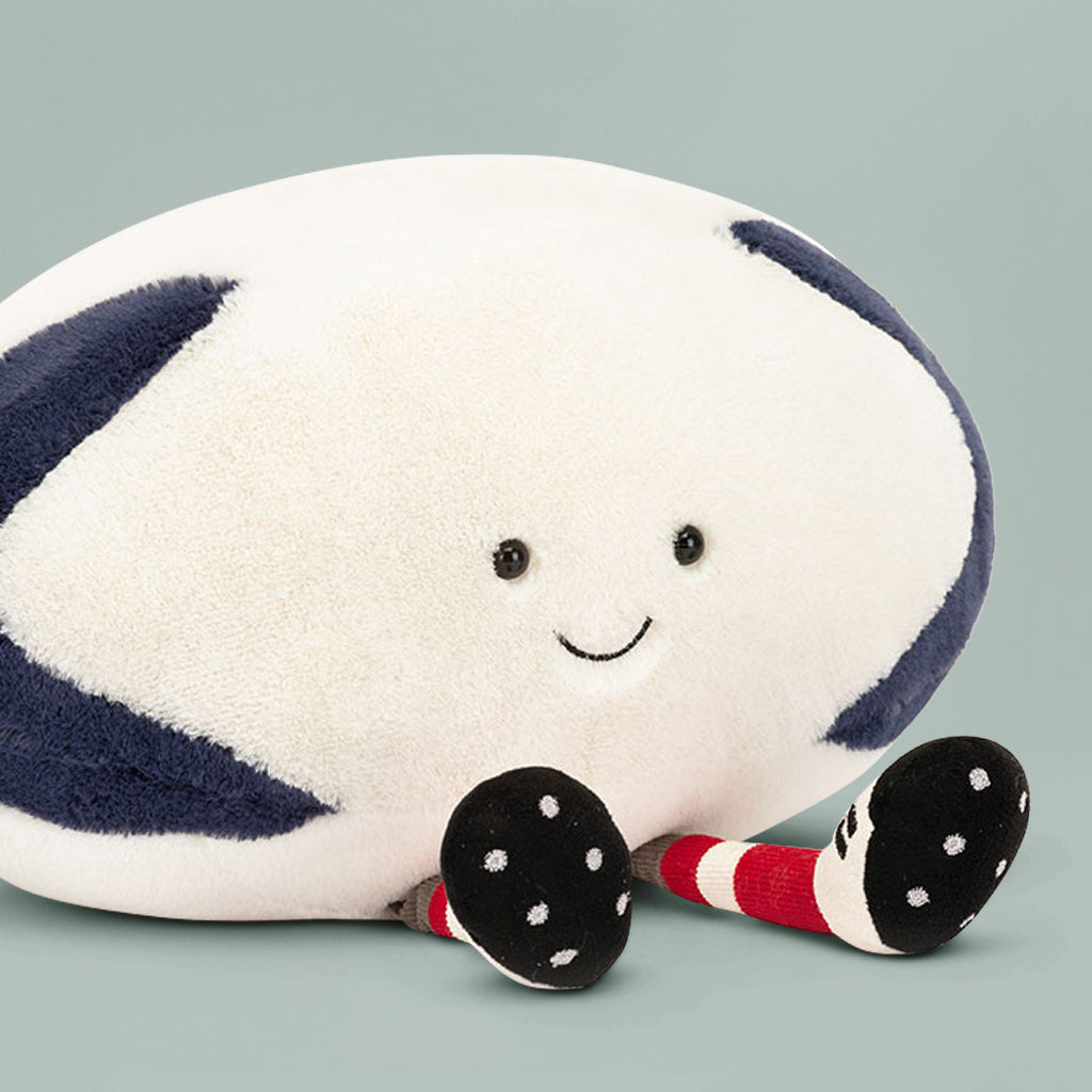 Jellycat Amuseable Sports Rugby Ball Soft Toy, Close Up