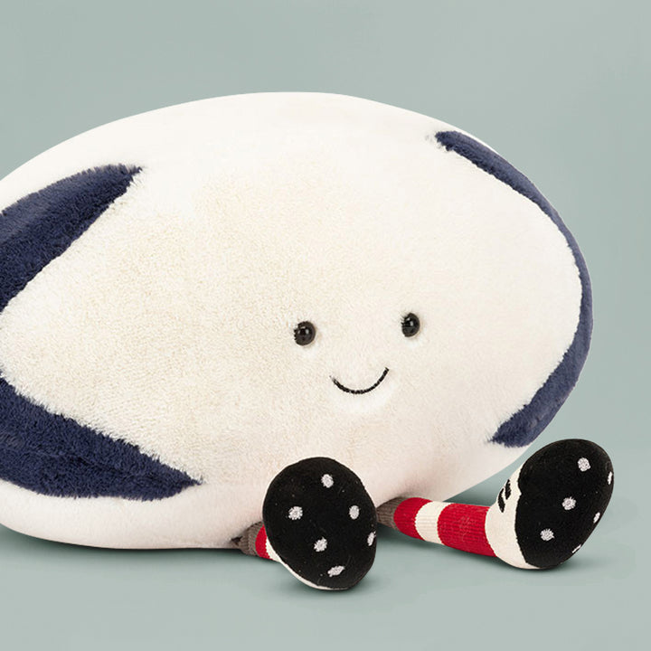 Jellycat Amuseable Sports Rugby Ball Soft Toy, Close Up